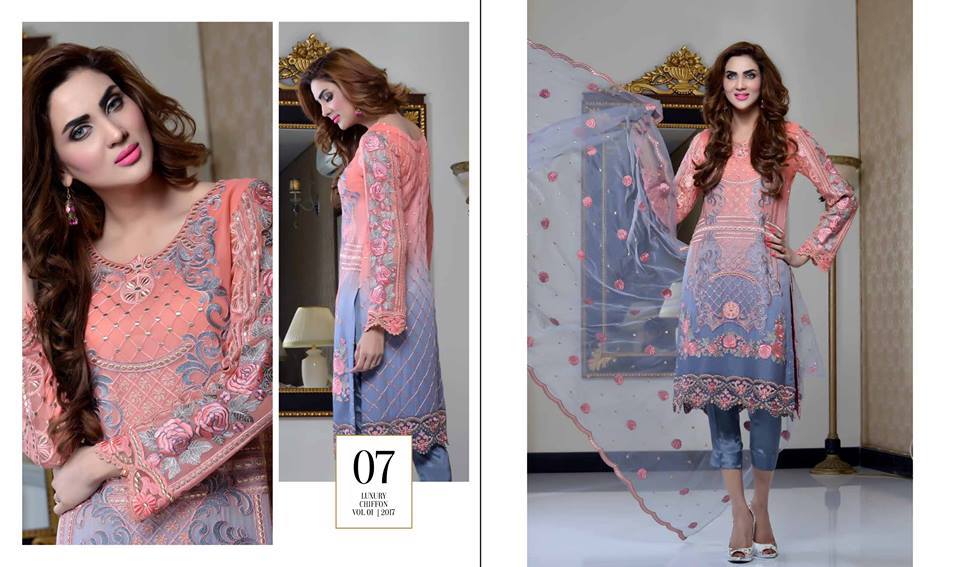 Rania Luxury Embroidered Chiffon Collection 2017 - PK Vogue